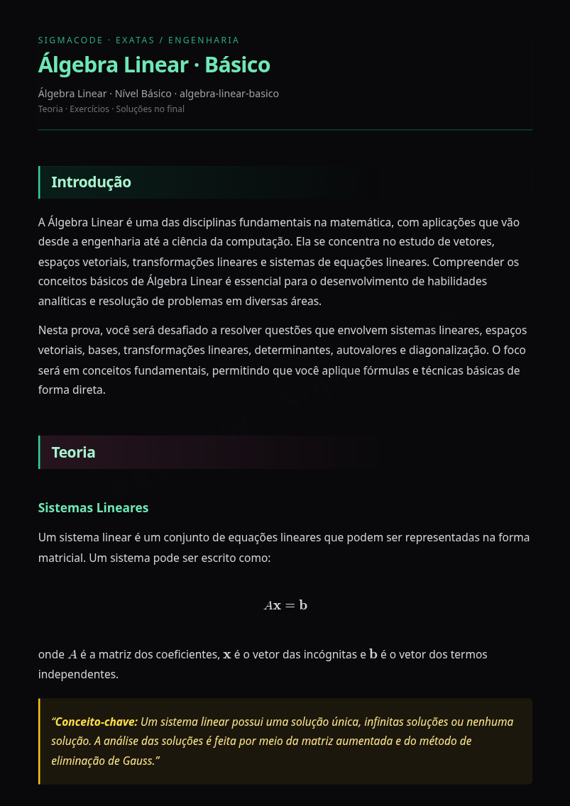 Preview página 1 — Álgebra Linear · Básico