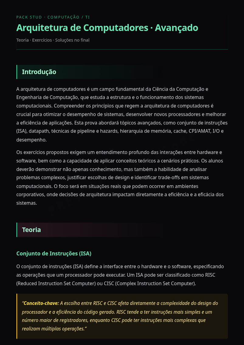 Preview página 1 — Arquitetura de Computadores · Avançado