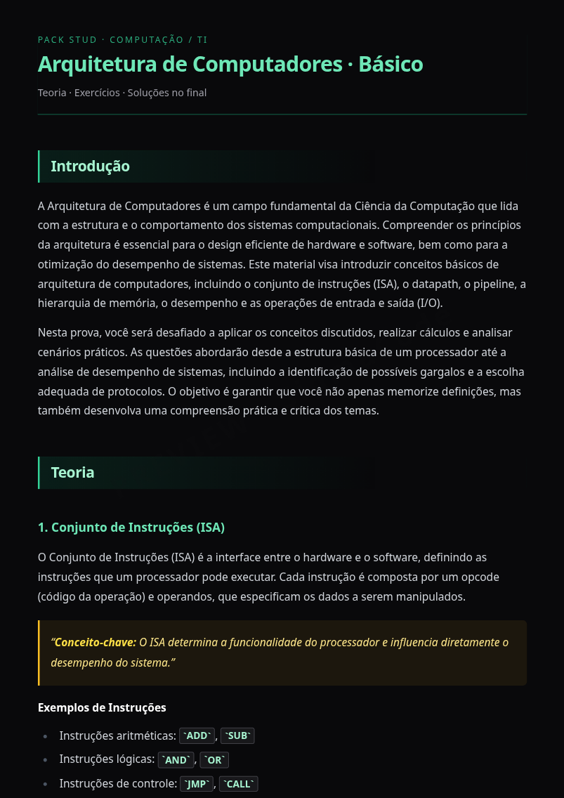 Preview página 1 — Arquitetura de Computadores · Básico