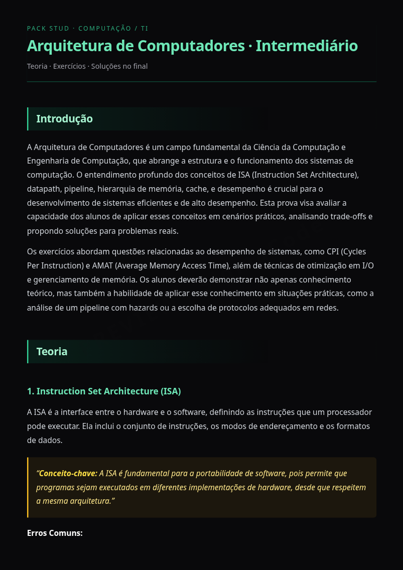 Preview página 1 — Arquitetura de Computadores · Intermediário