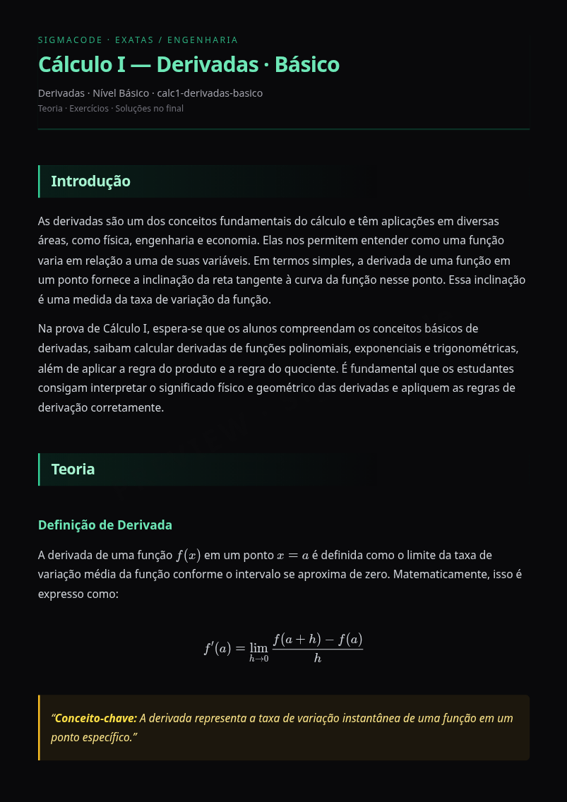 Preview página 1 — Cálculo I — Derivadas · Básico
