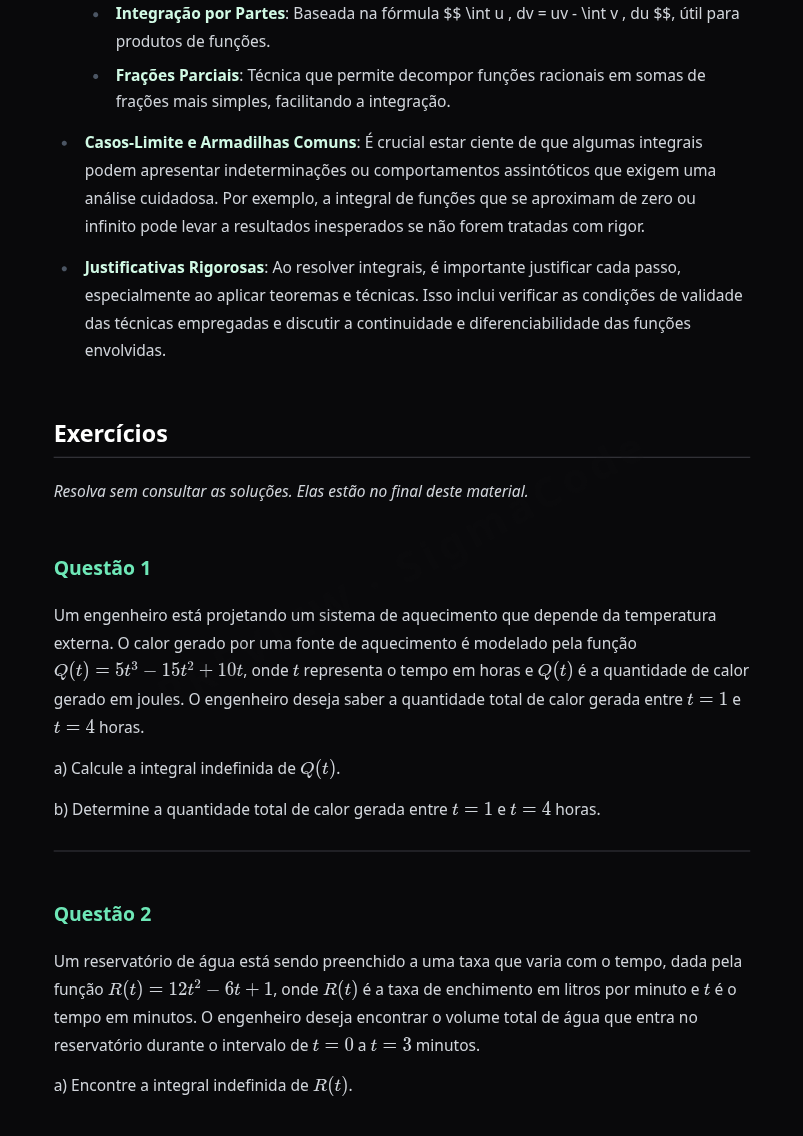 Preview página 2 — Cálculo I — Integrais Indefinidas · Avançado
