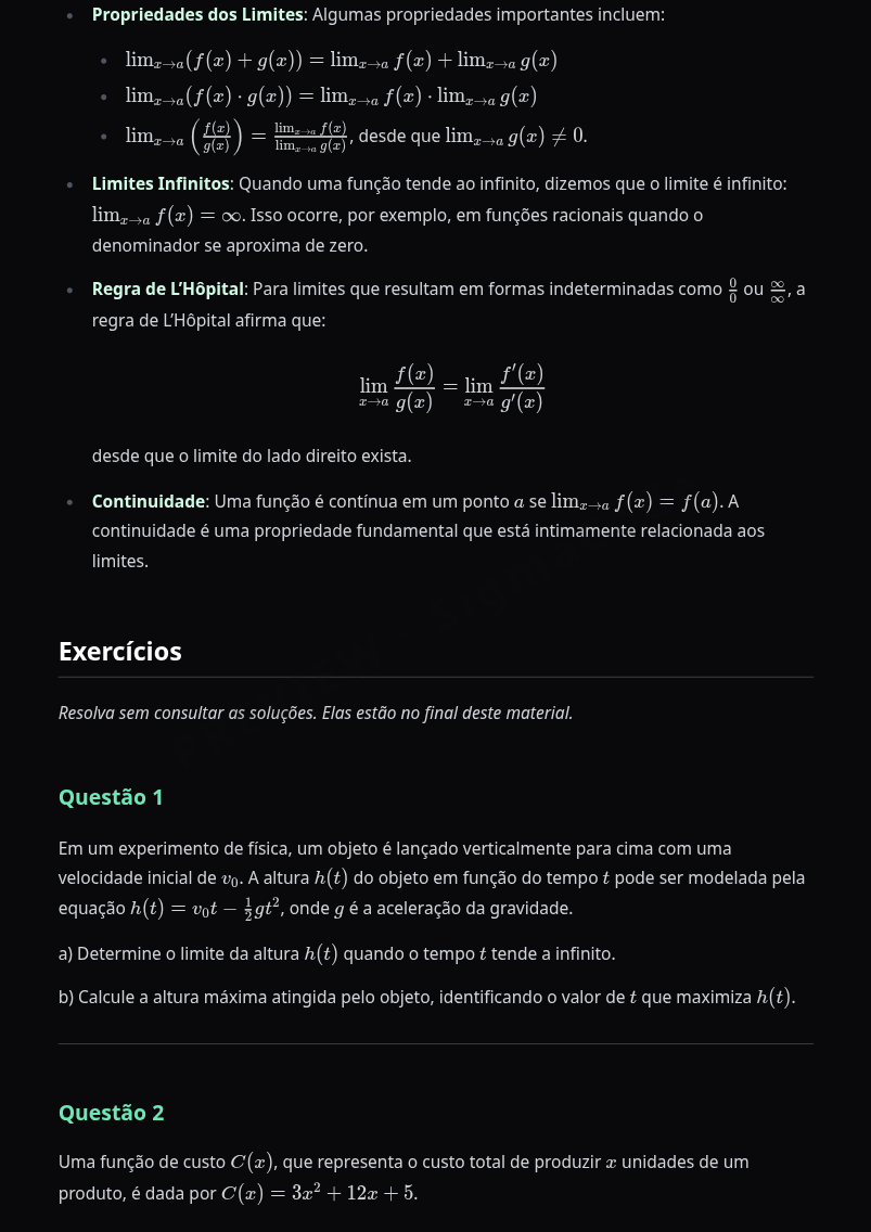 Preview página 2 — Cálculo I — Limites · Intermediário
