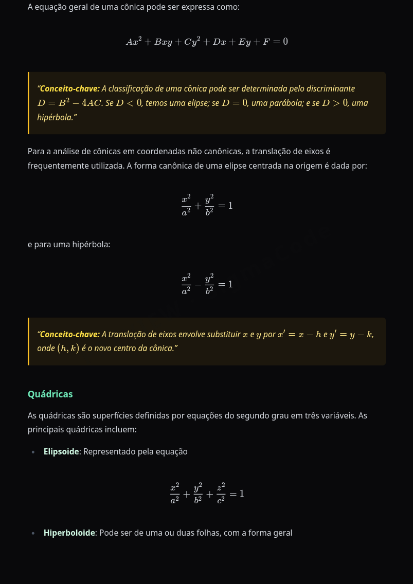 Preview página 2 — Geometria Analítica — Cônicas e quádricas · Avançado