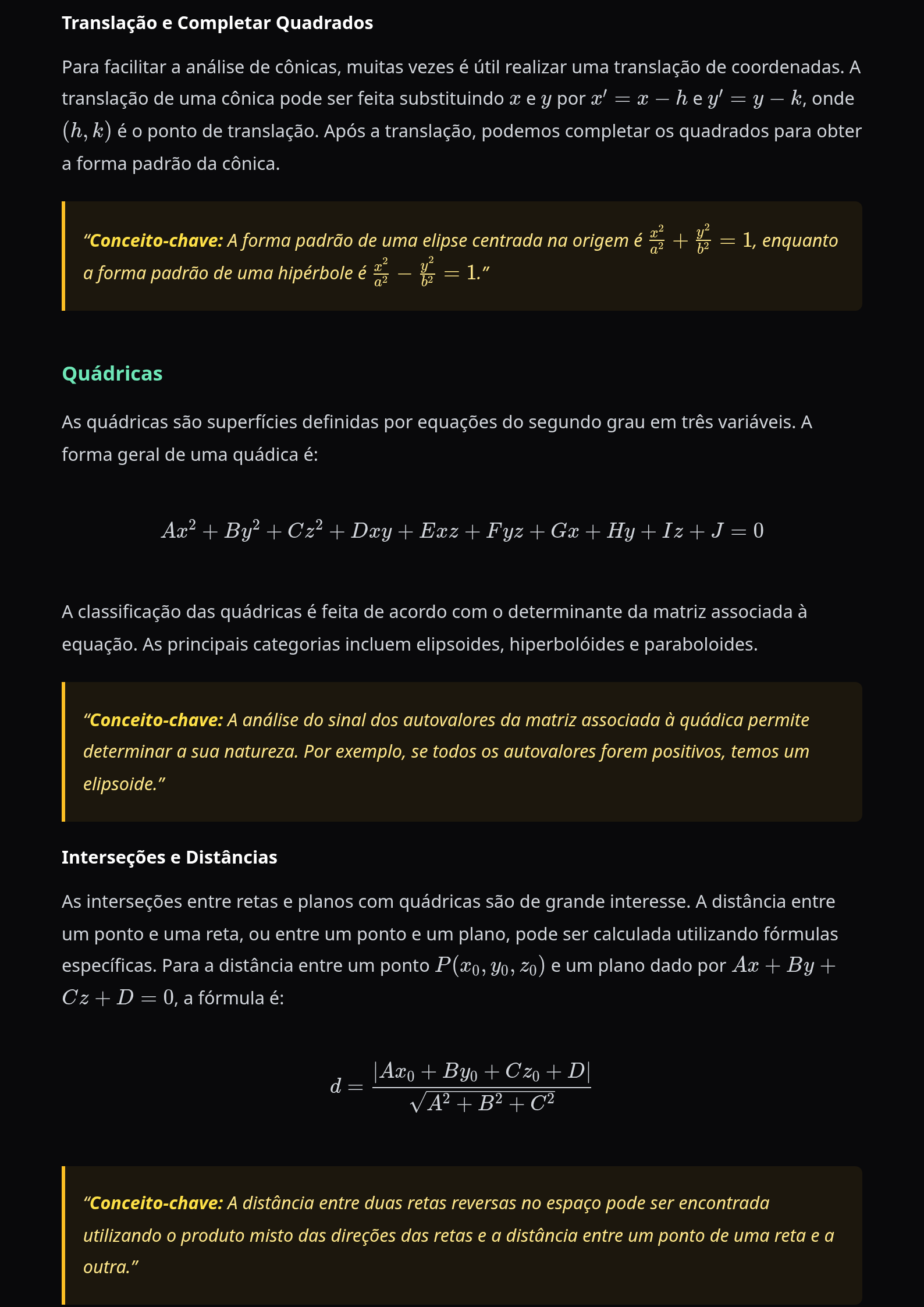 Preview página 2 — Geometria Analítica — Cônicas e quádricas · Intermediário