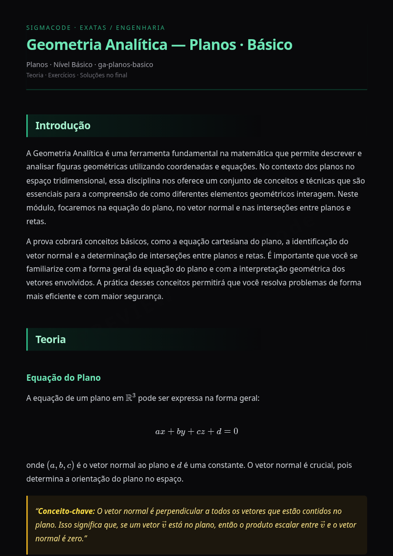 Preview página 1 — Geometria Analítica — Planos · Básico