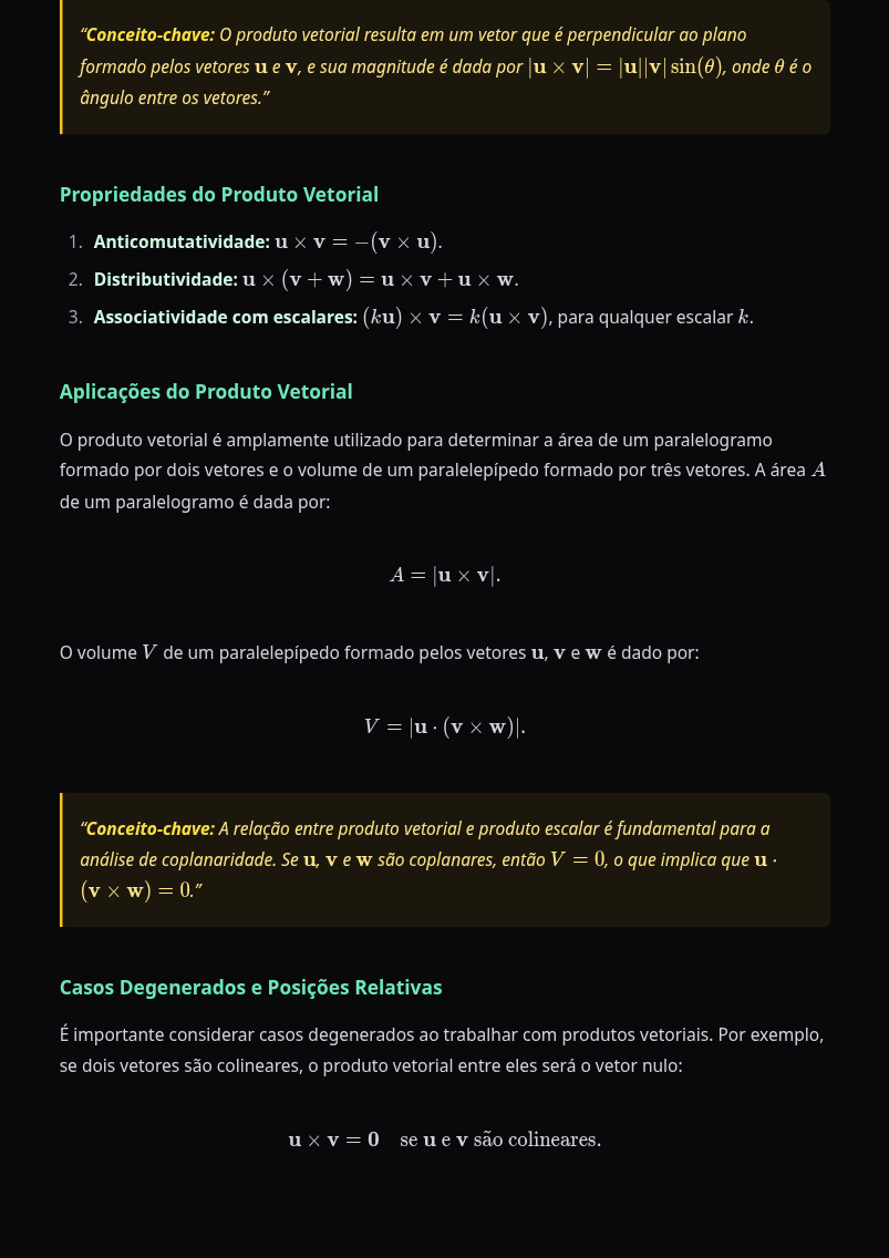 Preview página 2 — Geometria Analítica — Produtos escalar, vetorial e misto · Avançado