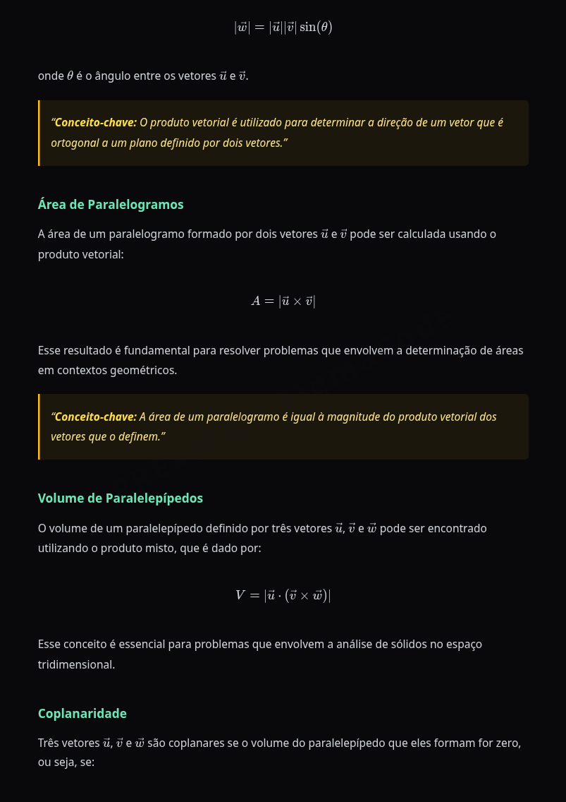 Preview página 2 — Geometria Analítica — Produtos escalar, vetorial e misto · Intermediário