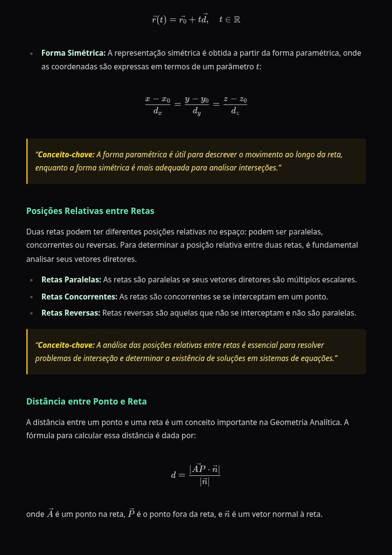 Preview página 2 — Geometria Analítica — Retas no plano e no espaço · Intermediário