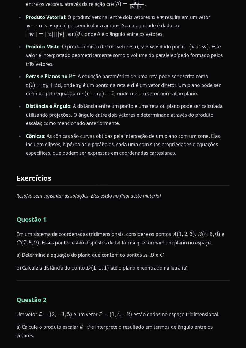 Preview página 2 — Kit Geometria Analítica — Completo · Avançado