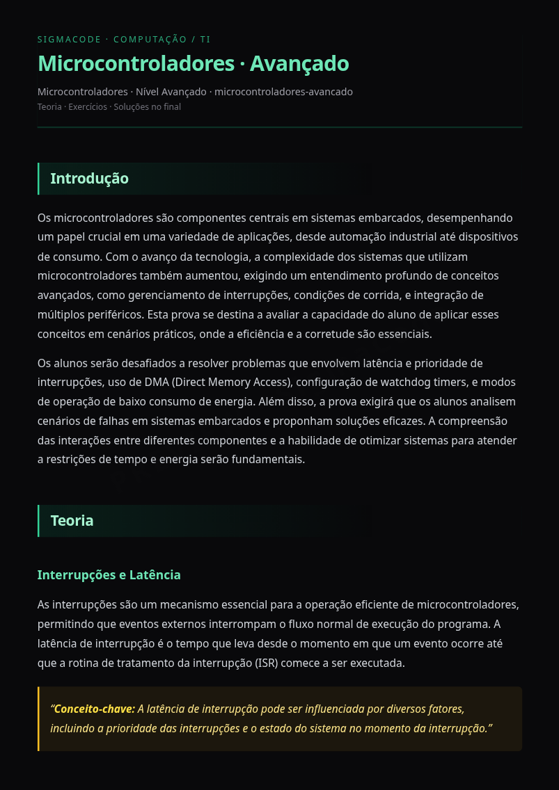 Preview página 1 — Microcontroladores · Avançado