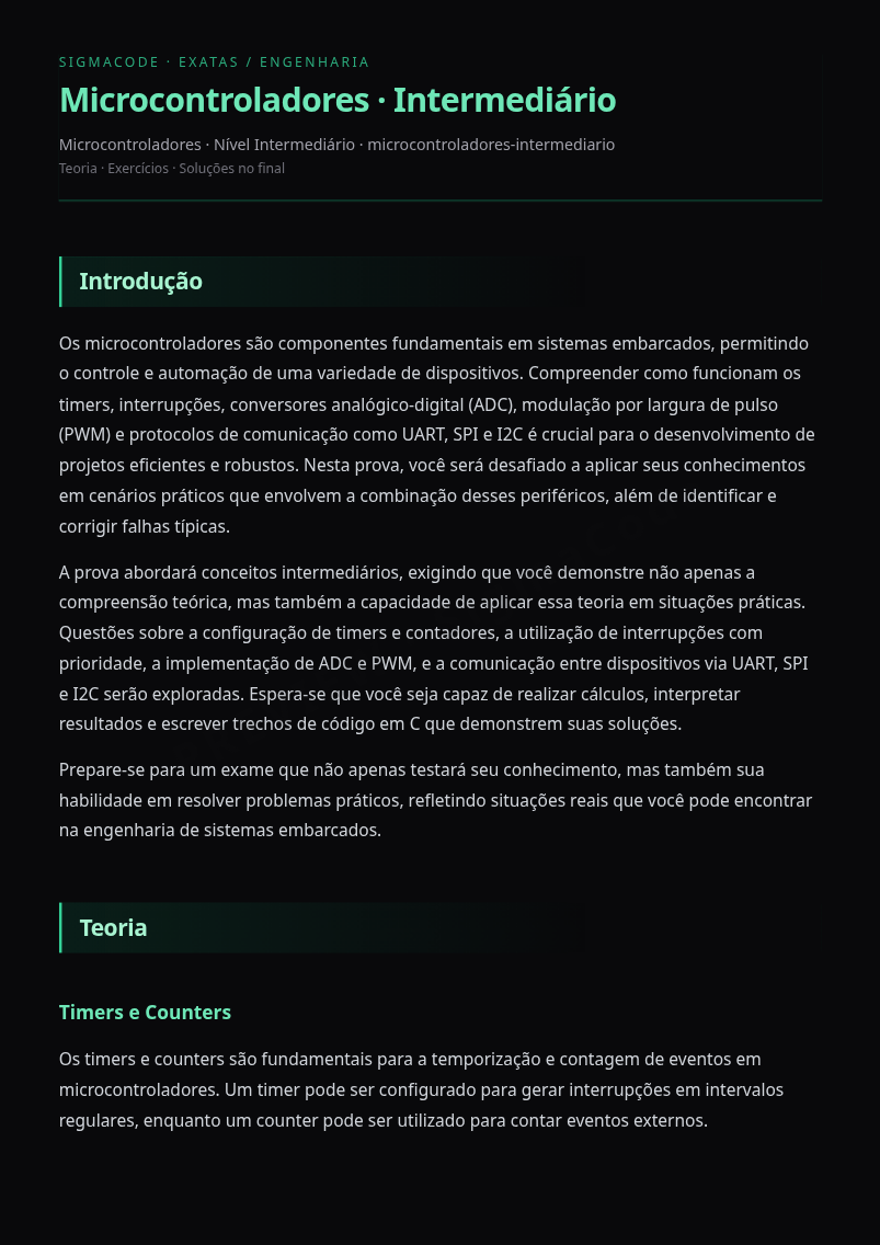 Preview página 1 — Microcontroladores · Intermediário