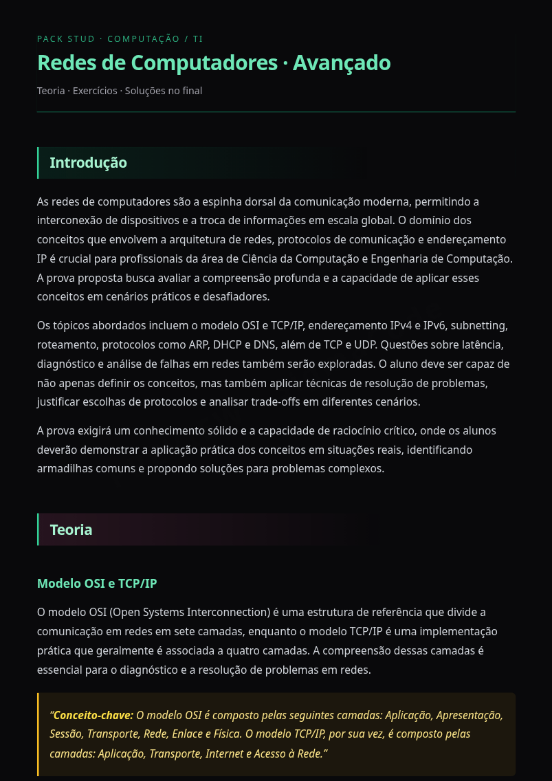 Preview página 1 — Redes de Computadores · Avançado