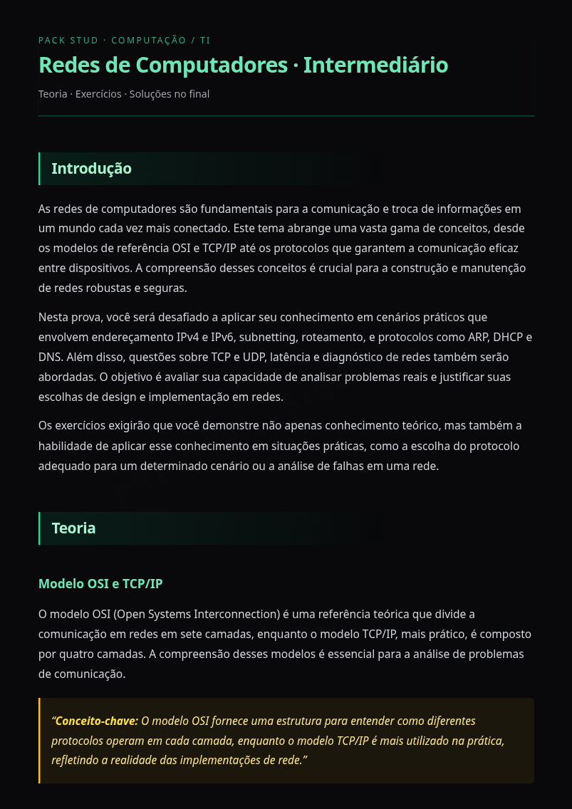 Preview página 1 — Redes de Computadores · Intermediário