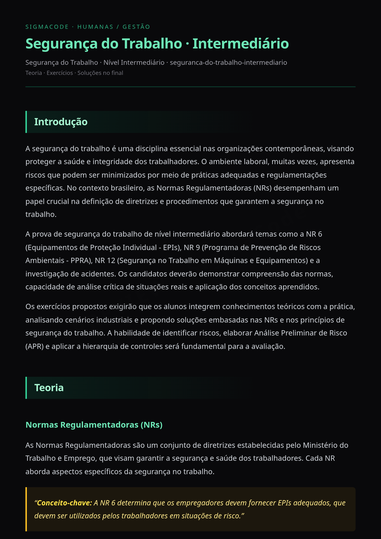 Preview página 1 — Segurança do Trabalho · Intermediário